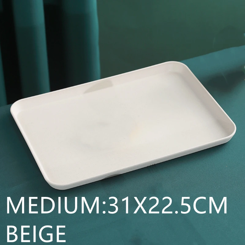 Bandeja Rectangular de paja de trigo, bandeja de pan ecológica, bandeja de almacenamiento de plástico, taza de comida, objeto pequeño, organizador para sala de estar, cocina: Morado