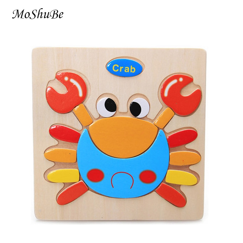 Toys Wooden Puzzles 3D Learning Jigsaw Educational Developmental Toys For Children Cartoon Animal Puzzle Kids Children Toy