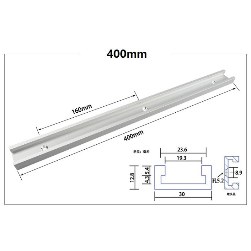 Rail d'onglet et barre d'onglet, alliage d'aluminium, t-pistes, Table à glissière, scie d'onglet, barre, outils de travail de menuiserie, à monter, à monter: 1Pc 400mm T-track