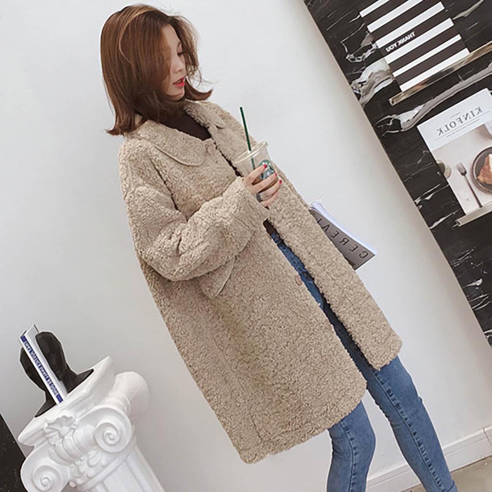 Cappotto Teddy Jas Dames Coat Woman Winter Mid-Length Lmitation Lamb Wool Loose Hairy Coat Chaqueta Polar Mujer