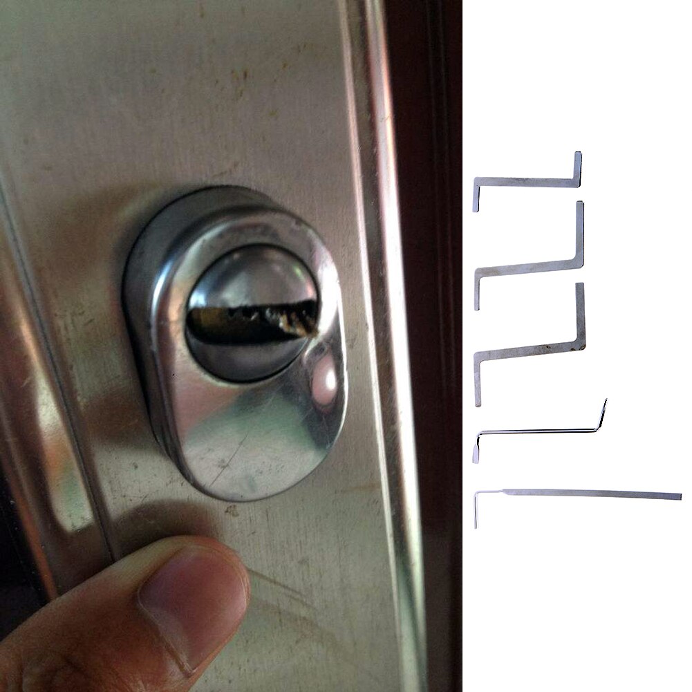 FATCOOL 5pcs Locksmith Lock Pick Tools Set Stainless Steel Double Row Tension Removal Hooks Lock Picks Tools Lockpick