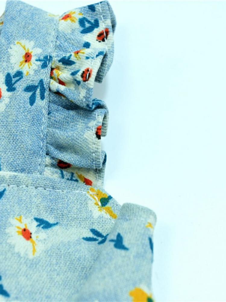 S-2XL Pet Hond Kat Denim Daisy Sling Rok Ademend Hond Kleding Met Bloemen Gedrukt Zomer Rok Voor Teddy Pug Huisdier apparels