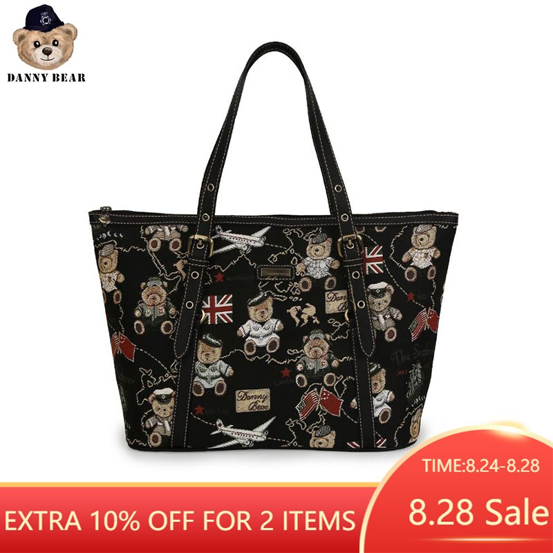 Danny Bear Navigation Bear Series Vintage Fabric Material Tote Bag Women Shoulder Bag DMB9115045-160R