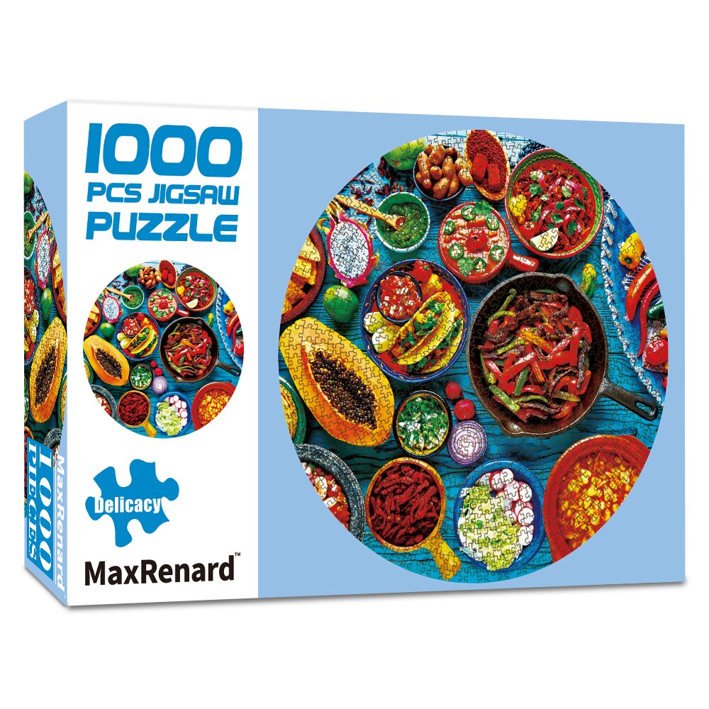 MaxRenard 1000 Pieces Round Shape Jigsaw Puzzles for Adults 70*70cm Paper Assembling Painting Puzzles for Adults