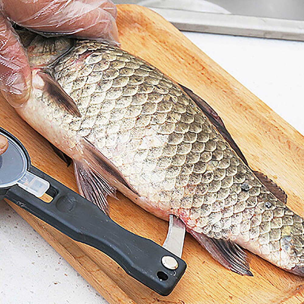 Praktisk fisk skala fjerning scaler skrape renere fisk hud børste skreller skrape fisk rengjøringe verktøy lokk kjøkken tilbehør