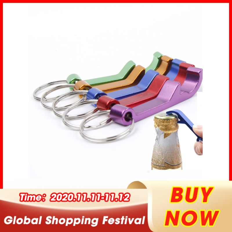 Draagbare 4 In 1 Flesopener Sleutelhanger Ketting Sleutelhanger Wijn Kurkentrekker Sleutelhanger Metalen Bier Bar Gereedschap Keuken Gadgets