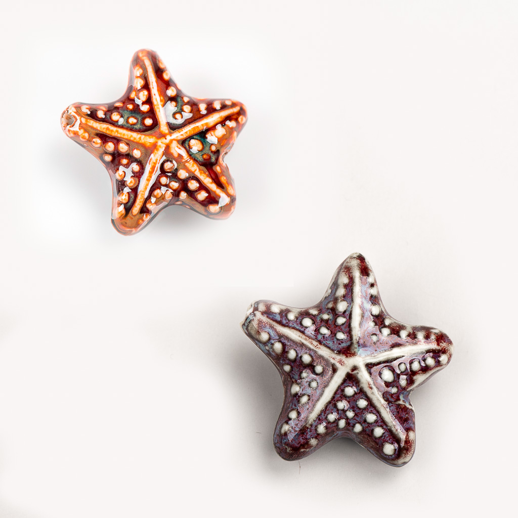 40 # Colgante de cuentas de cerámica de estrella de mar grande roja, forma especial de , fabricación de joyas de porcelana para collar y pulsera, 2 uds. # XN171