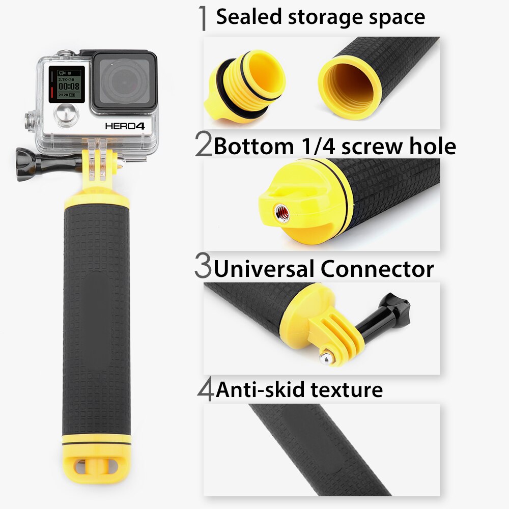Vamson-empuñadura flotante para Go Pro Hero 10, 9, 8, 7, 6, 5, 4, negra, resistente al agua, para deportes acuáticos, para DJI Action, Yi 4K, GoPro 10, VP418