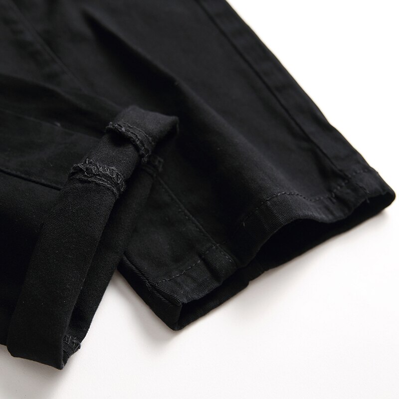 Sokotoo nero degli uomini tasche carico denim jeans sottile pantaloni in denim elasticizzato