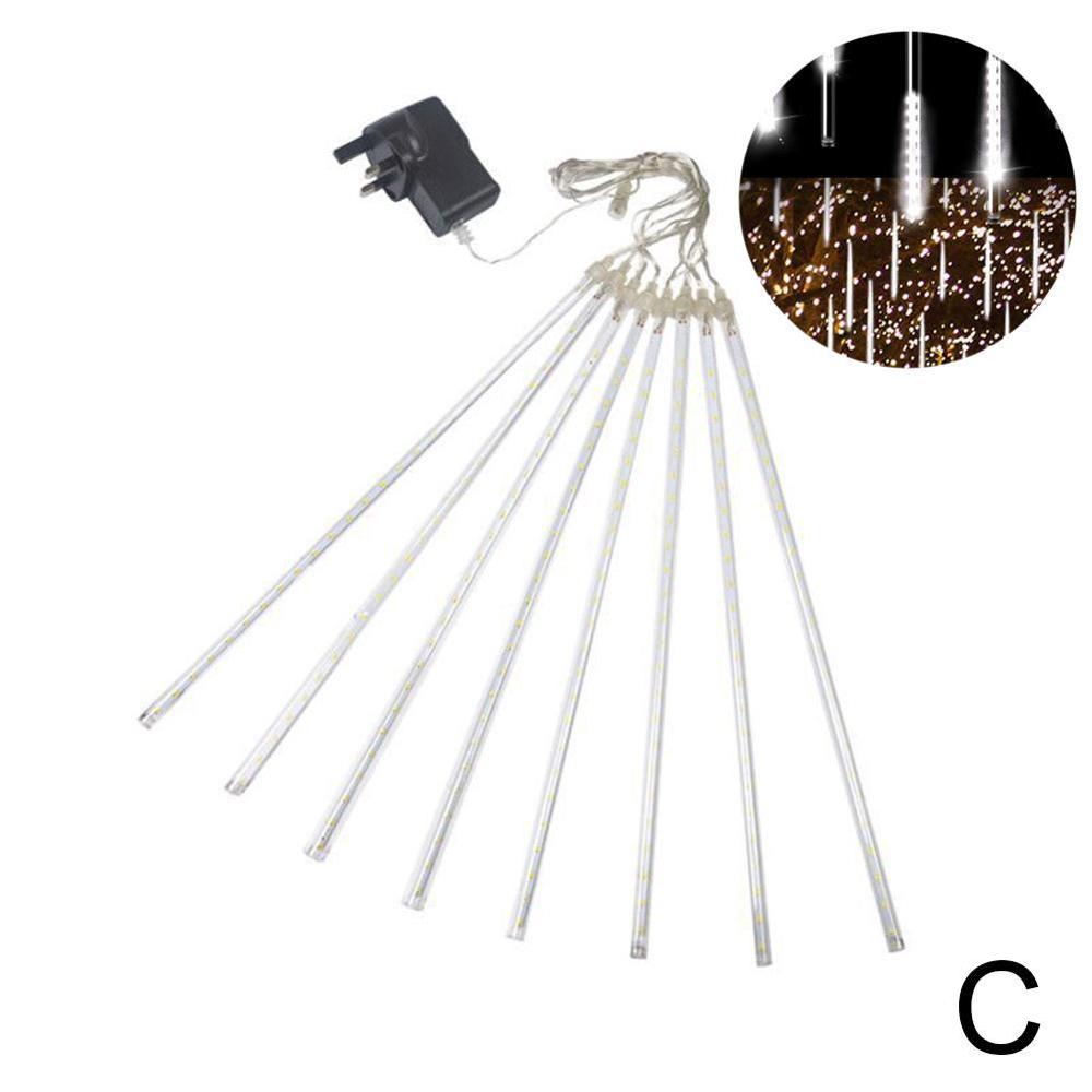 30CM 8 Tubes 144 LED Meteor Shower Rain Lights Solar Wedding Xmas Icicle Falling Light Party Waterproof For Garden Rai U7A4: C