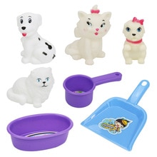 Play House Game Simulation Children Pretend Toys Simulation Pet Toys Pet Care Shop Tool Bath Shower Cat 7 Pcs/set