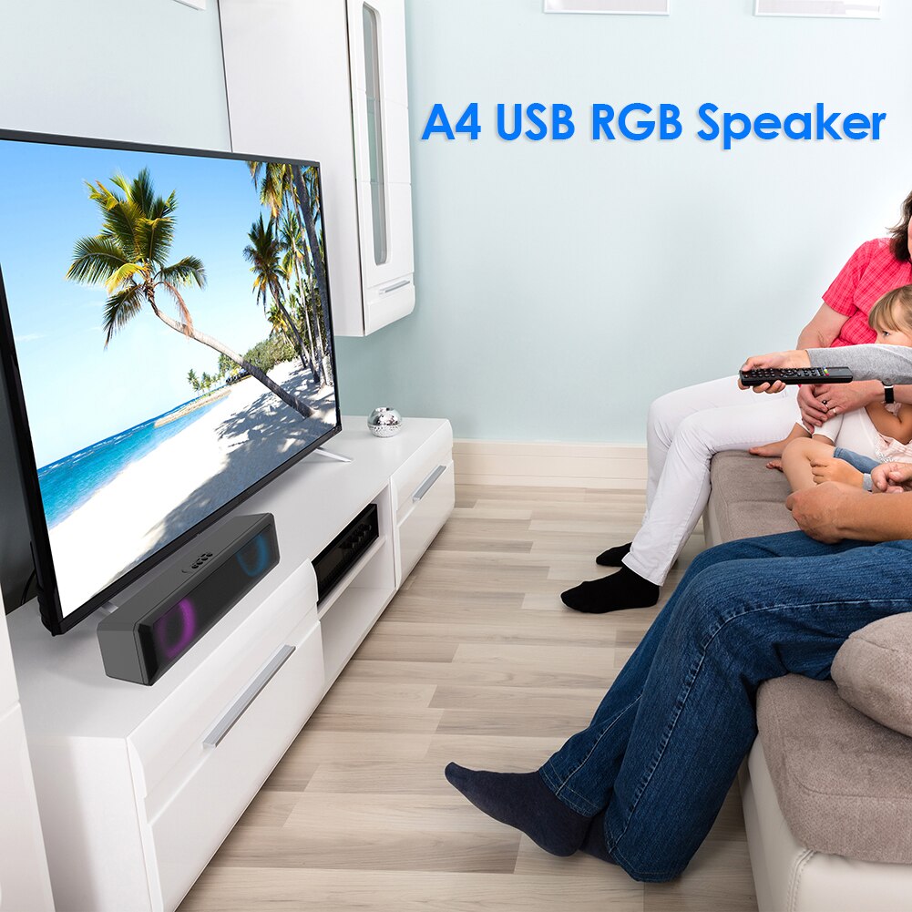 A4 6W Rgb Usb Wired Sound Bar Audio Speaker Multimedia Luidspreker Voor Pc Home Theater Tv Stereo Surround Luidspreker