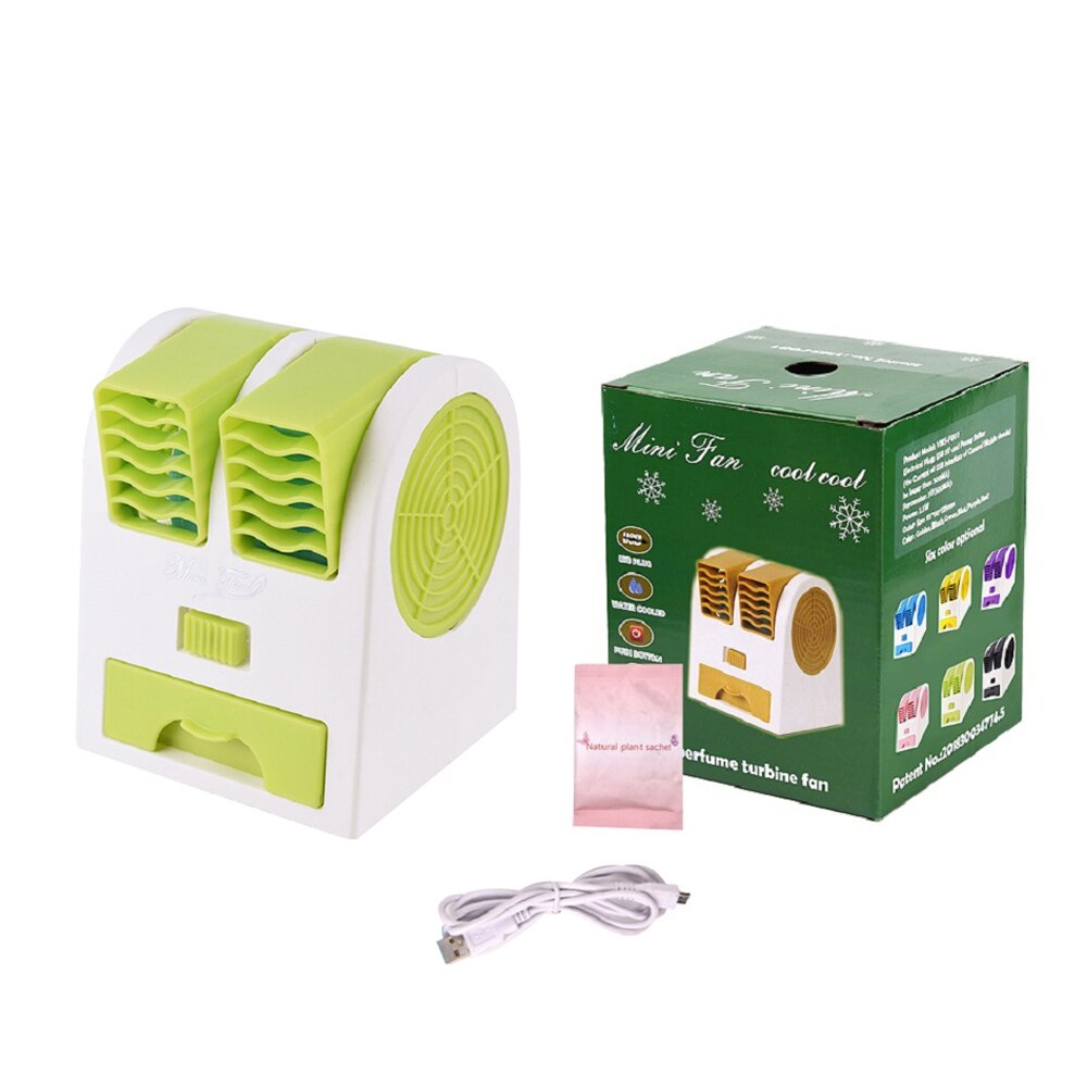 Mini ar condicionado 3 em 1, ventilador, umidificador e purificador, para casa, escritório, usb, portátil, silencioso: Verde