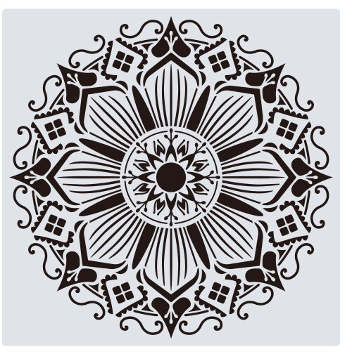 12 tommer store delikate mandala-sjablonger for vegg-, gulv-, fliser-, møbelmaling: Tzlarge -06