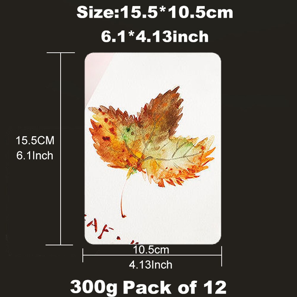 12 Vellen 300G Pure Katoen Pulp Verdikte Grof Aquarel Papier Medium Fijne Korrel Water Kleur Papieren Kaart Art levert