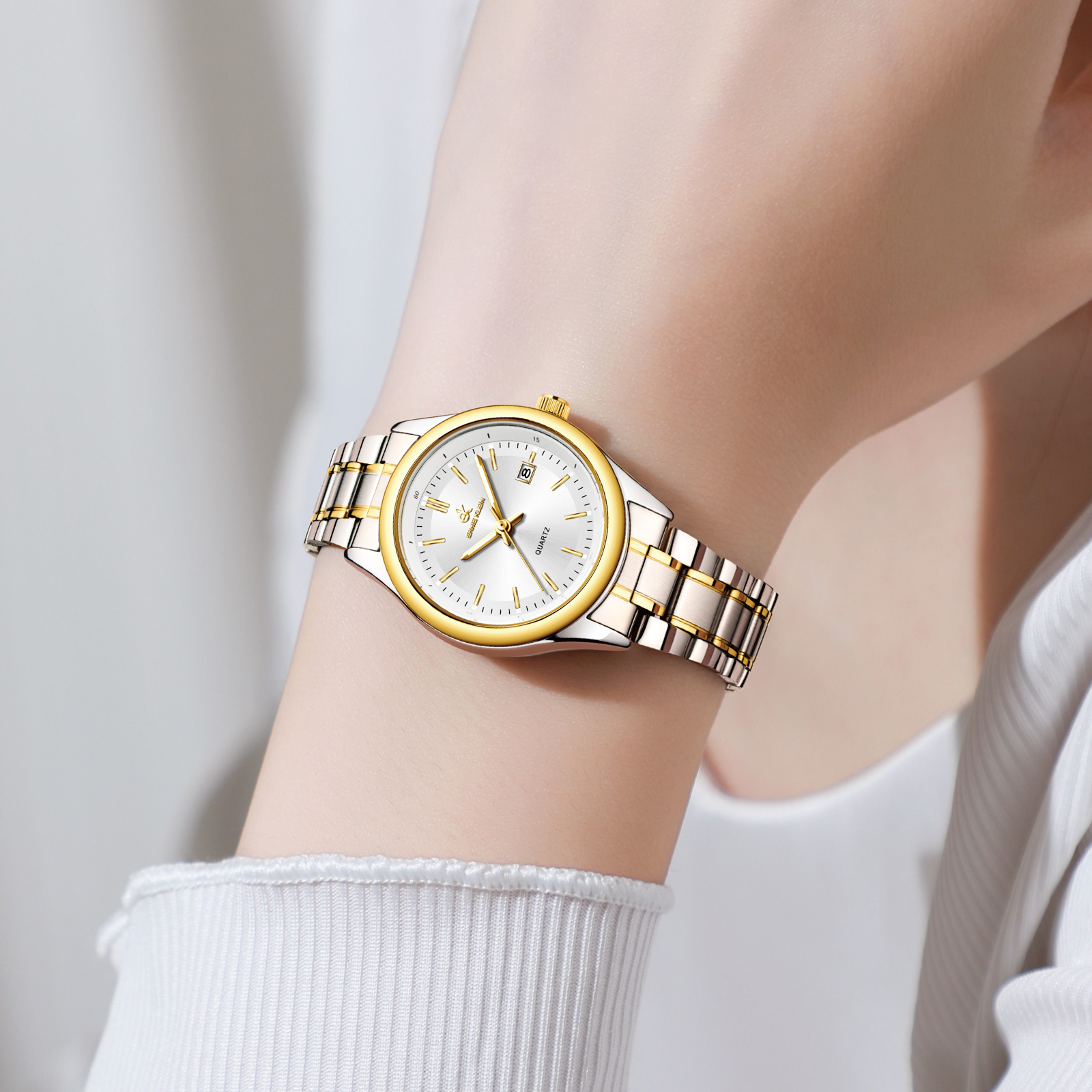 ERNIE KLEIN dameshorloge luxe gouden horloge OriginalDate Week roestvrij staal waterdicht lichtgevende elegante jurk dameshorloges