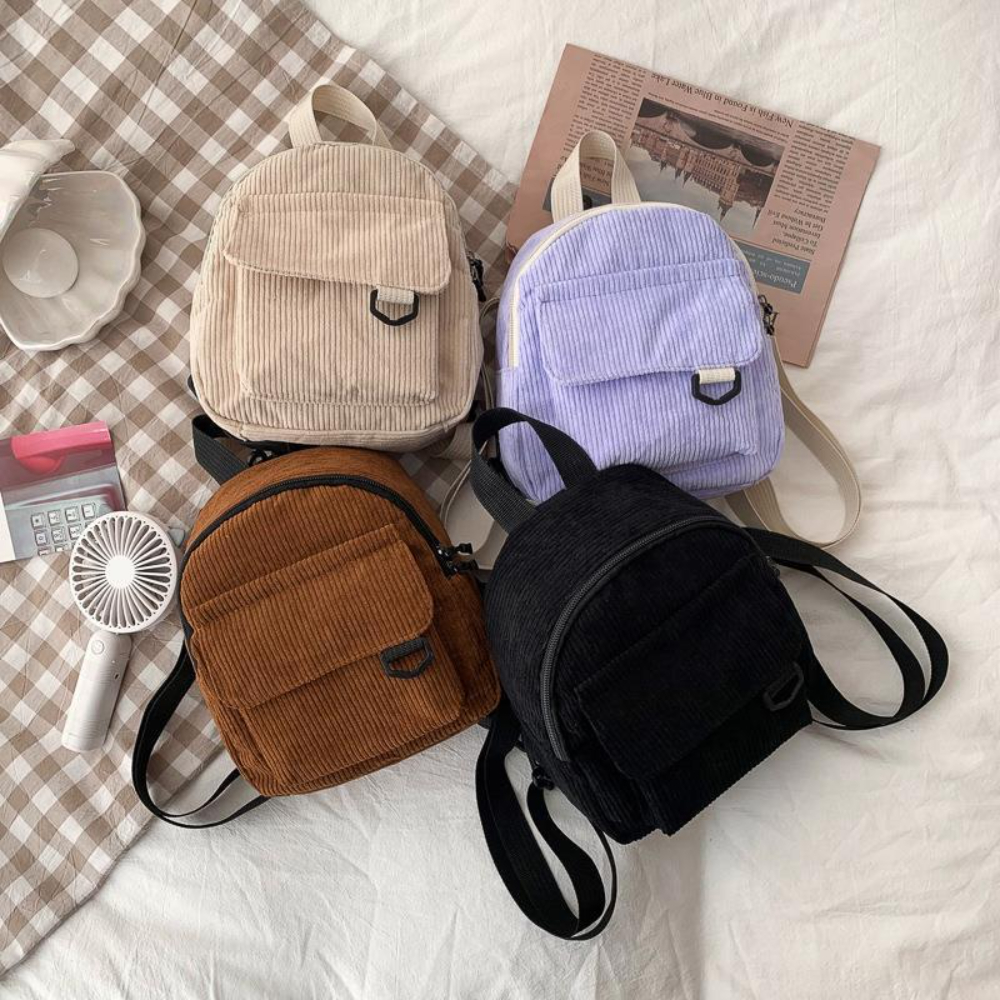 Mini mochila feminina, mochila escolar de veludo simples pequena, grande capacidade, mochila feminina durável, monocromática, casual, viajando, moda