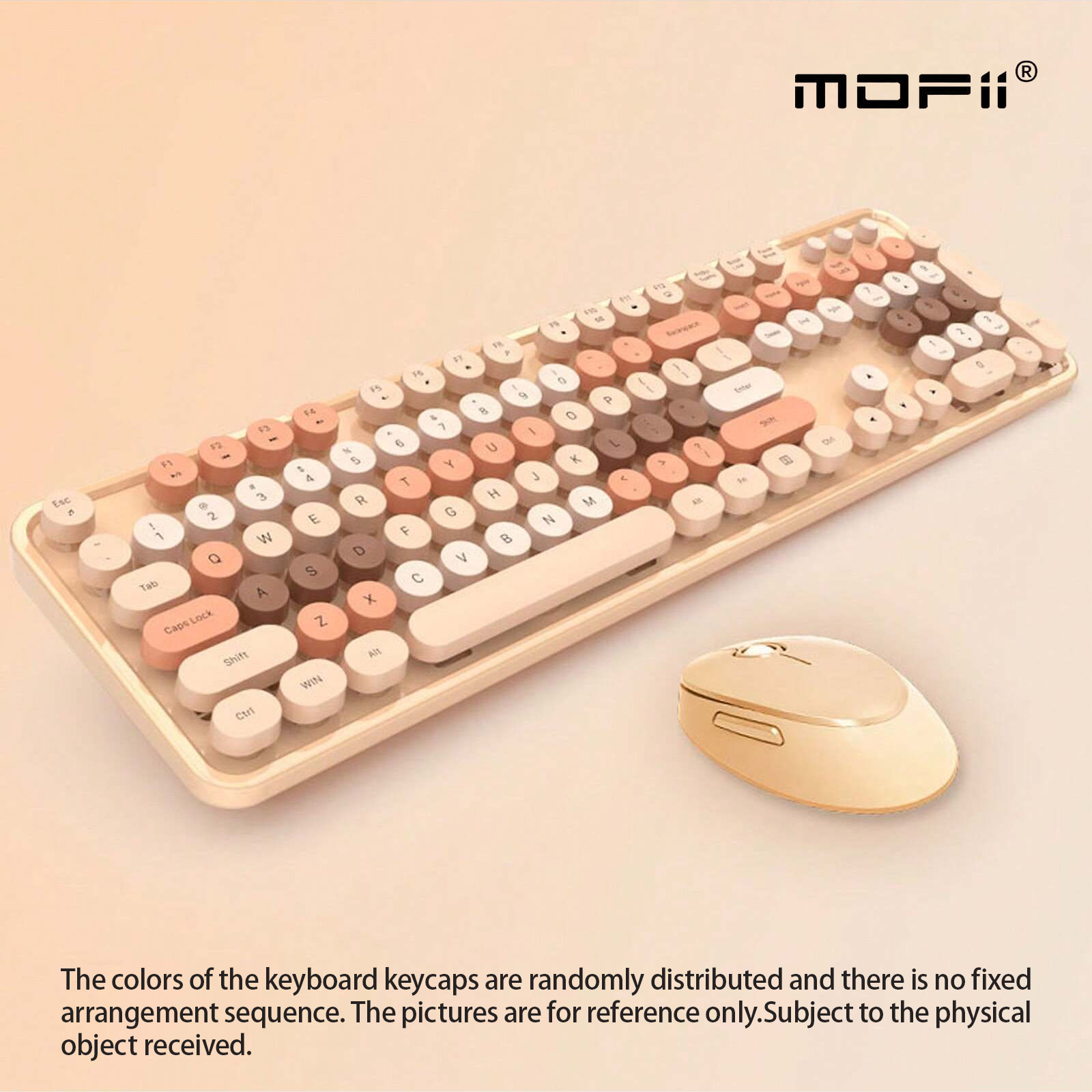 Kolorowy zestaw słodkiej bezprzewodowej klawiatury i myszy — pakiet Combo do dekoracji domu i użytku osobistego: Złota