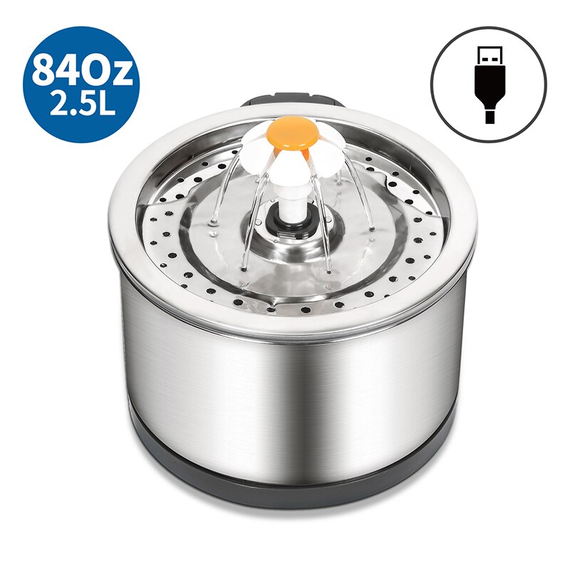 Rustfrit stål kat vand springvand sensor automatisk cirkulerende kæledyr drikkevand dispenser intelligent springvand med filtre: 2.5l- base type