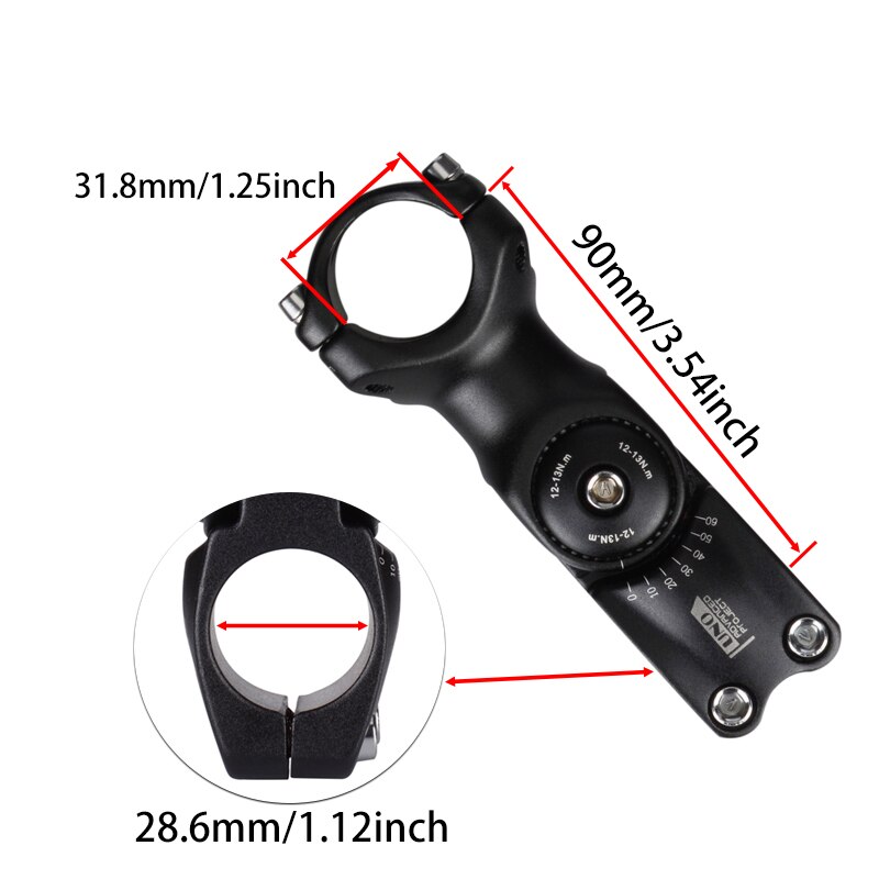 UNO Adjustable Stem Riser 0-60 Degree Mountain Bike Stem Extender Aluminum Alloy Handlebar Stem: 31.8x90mm