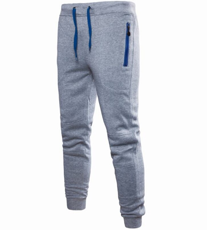 Mens Slim Fit Joggers Jogging Bottom Fleece Gym Winter Skinny Pants Zip Pockets Trousers M-XXXL: XXL / Light grey