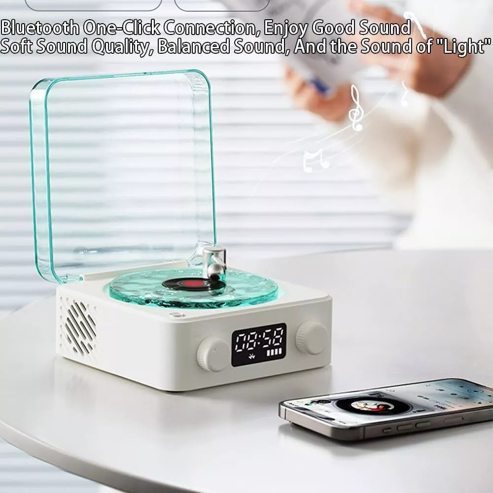 Altavoz de tocadiscos Retro con ruido blanco, reproductor de discos de vinilo inalámbrico con Bluetooth, sonido estéreo, efecto de lámpara de proyección RGB