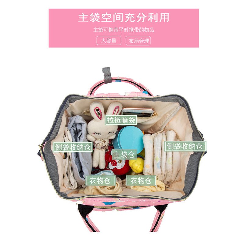 Bolsa de pañales japonesa estilo famoso unicornio-mochila femenina bolsa de viaje informal bolsa de tela impermeable para estudiantes