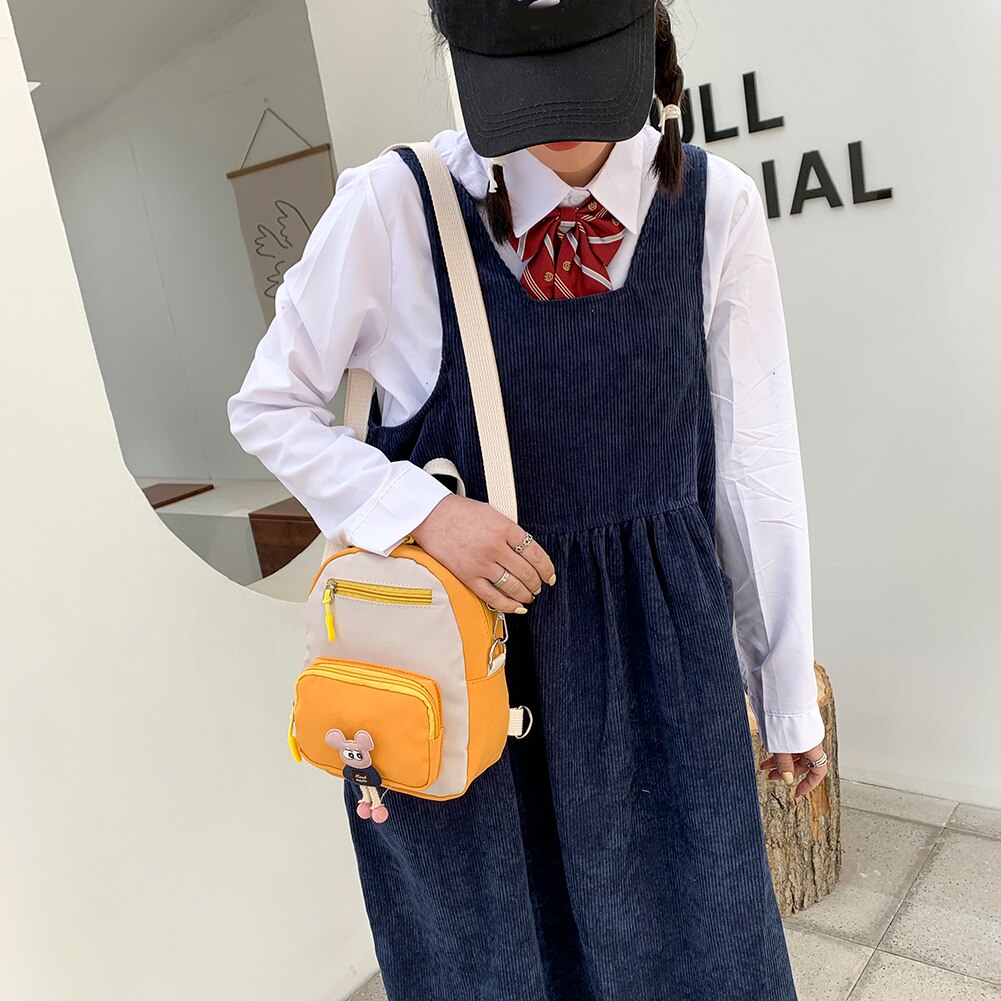 Neue Sommer Frauen Studenten Farbe Spleißen Multi Schichten Rucksack Nette Puppe Studenten Kleine Leinwand Rucksack Tornister