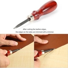 0.8/1/1.2mm Sharp Leather Edge Beveler Skiving Tools Wood Handle Leather Edge Cutter Leathercraft DIY Cutting Tool