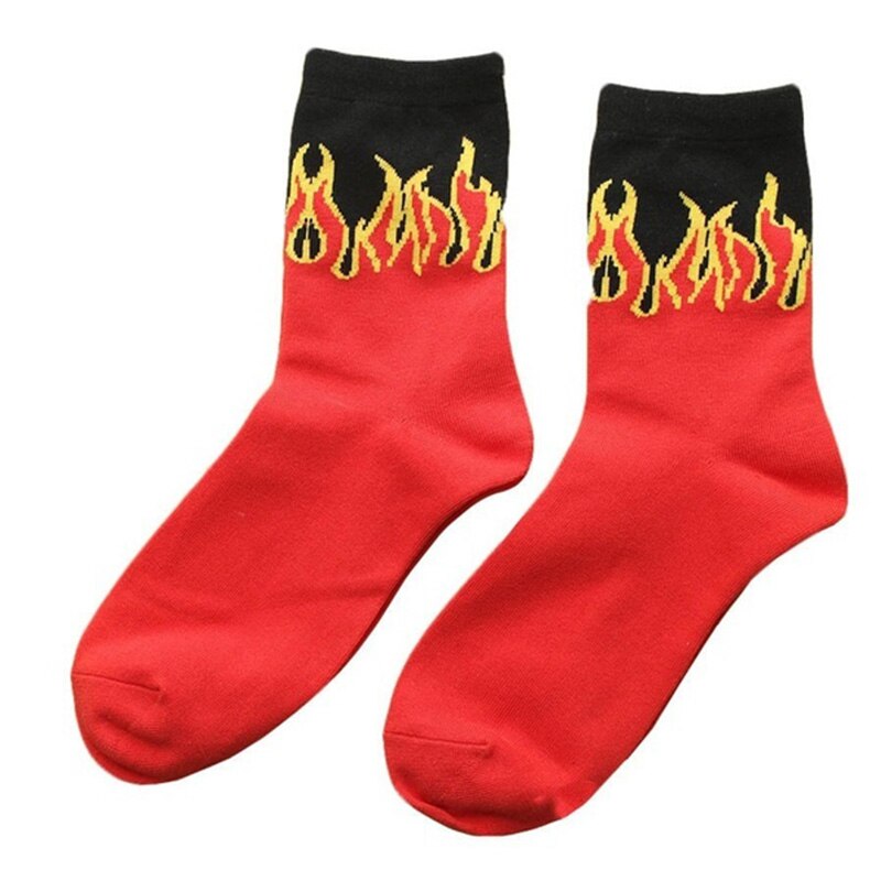 Unisex Flame Black White Yellow Fire Sokken Novelty Hip Hop Harajuku Socks Skateboard Calceines Mujer Street Skarpetki Socks: 7