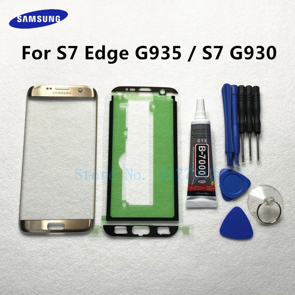 Front Outer Glass Lens Panel replacement For Samsung Galaxy S7 Edge G935 G935F S7 G930 G930F LCD touch screen + B-7000 glue Tool