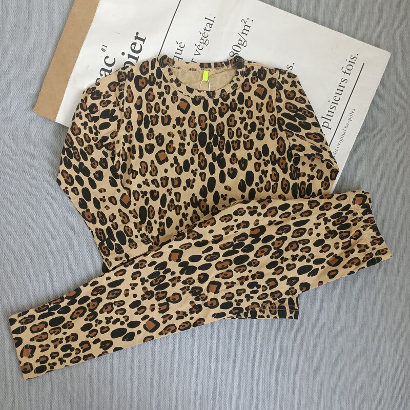 Leggings a maniche lunghe leopardati Lashojas per bambini ragazzi ragazze estate autunno