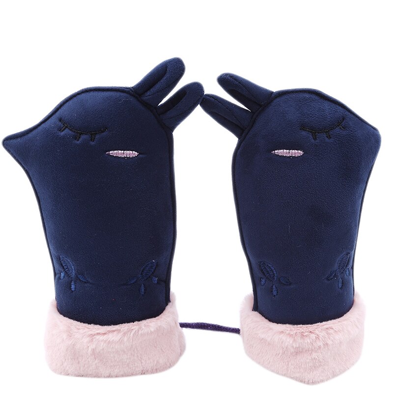 Cartoon Children's Suede Mittens Cute Gloves Winter Kids Outdoor Warm Gloves Girls Boy Thicken Full Finger Mittens