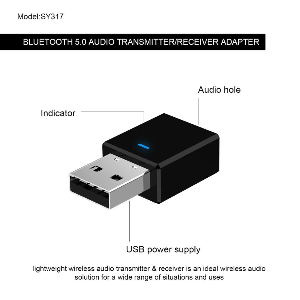 2-In-1 Usb Bluetooth5.0 Ontvanger Zender Voor Auto Draadloze Bluetooth Adapter Tv 3.5Mm Speaker Oortelefoon