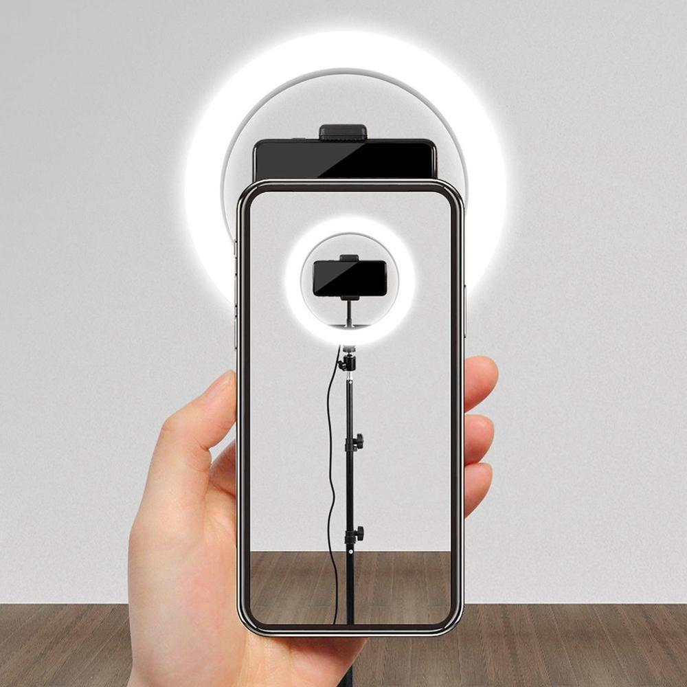 Fotografie 360 grad LED Selfie Ring Licht Dimmbare USB Kamera Telefon Studio Ring Lampe Mit Stative Für machen-hoch Video Live