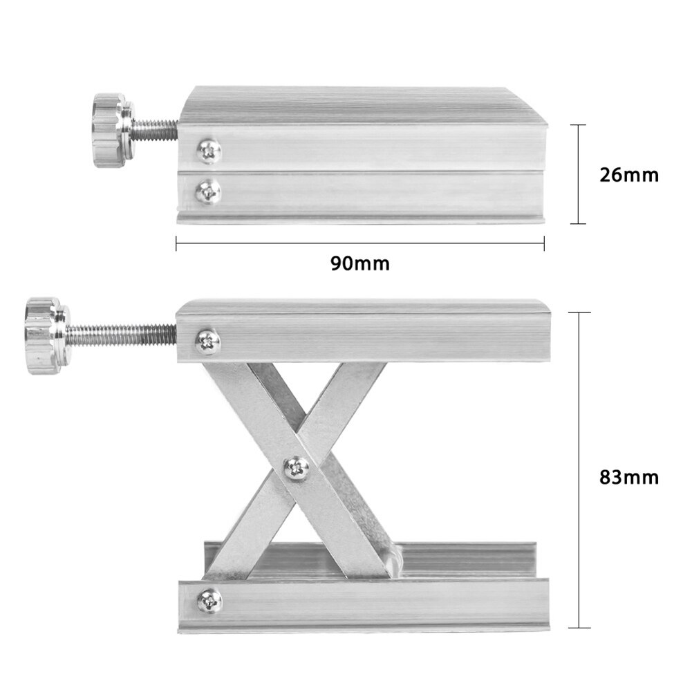 Router Lift Table Adjustable Aluminum Lab Lifting Plate Stand Platform Workbench Woodworking Laboratory Carpentry Tools: 02 Silver