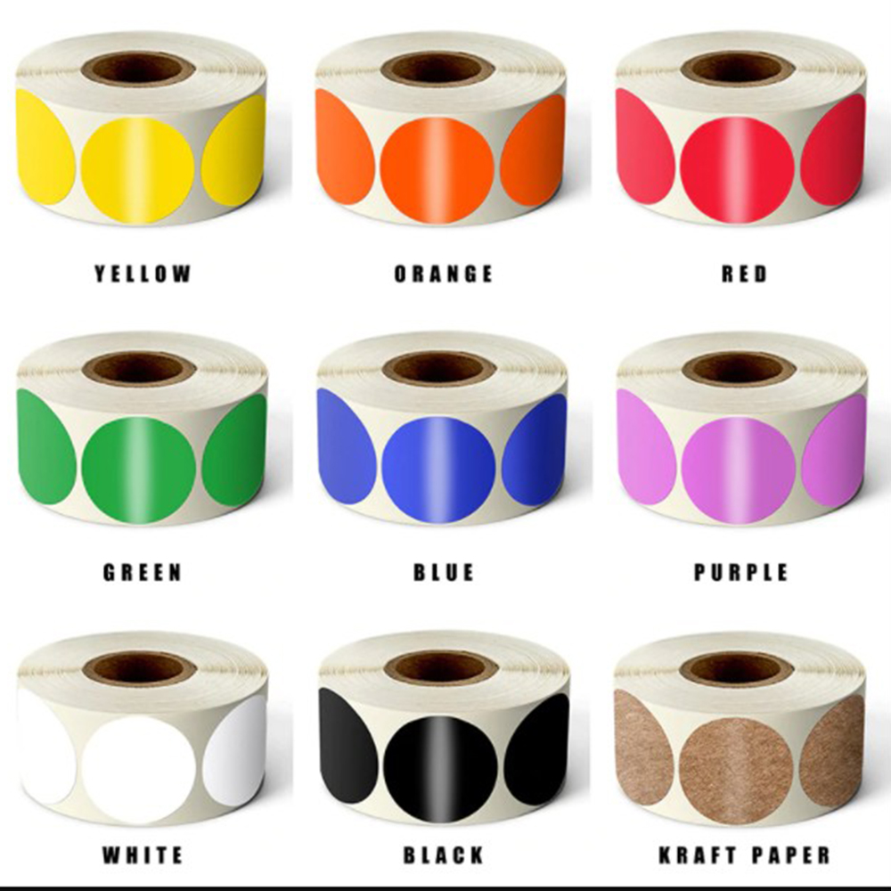 White code Round Stationery 1 Inch 500 Pcs /Roll Color Labels Stickers Chroma Label Stickers Mark stickers Dot Labels Stickers