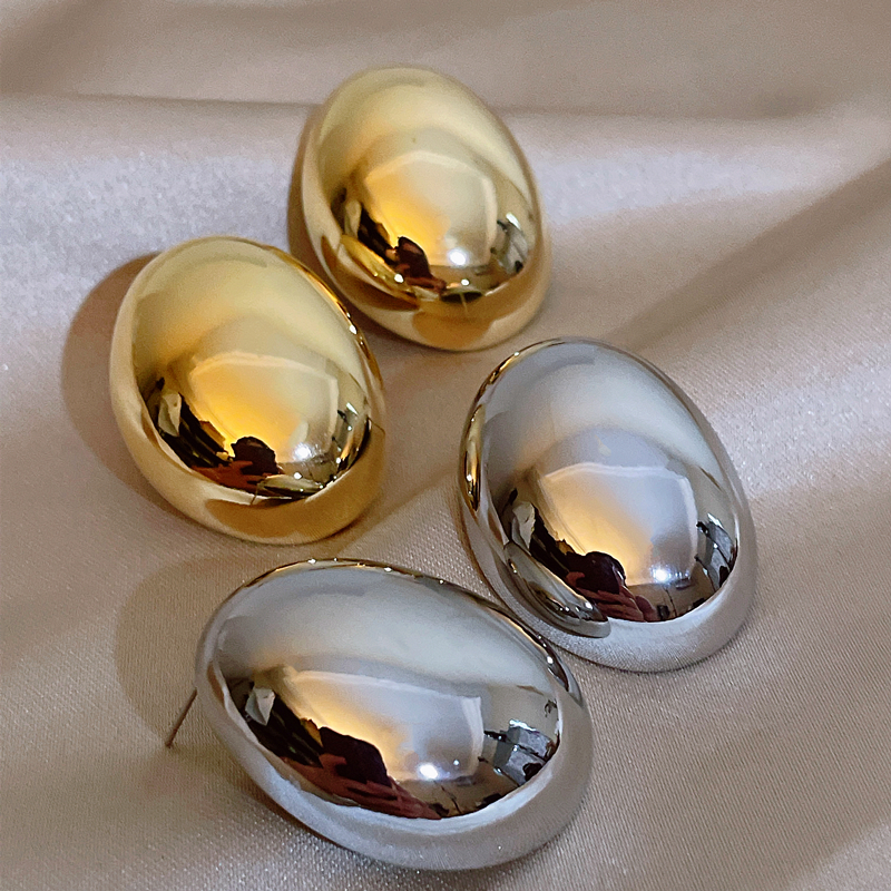 Pendientes redondos irregulares exagerados de Metal para mujer, aretes ovalados grandes y lisos geométricos, de joyería de de estilo Punk