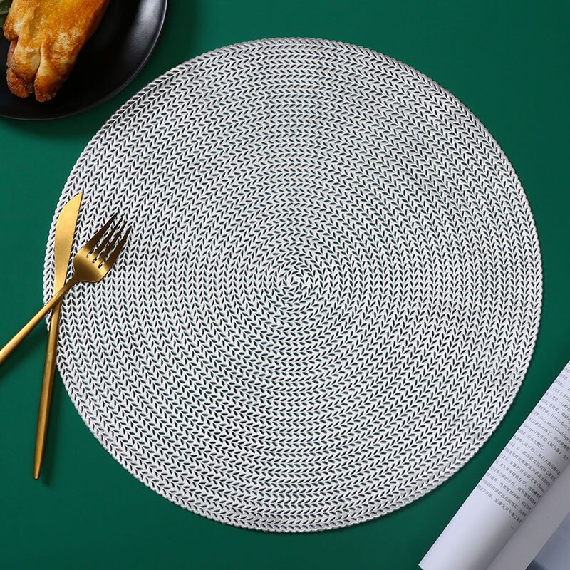 Napperon en PVC motif géométrique, Style Hibiscus fleur antidérapant résistant à la chaleur, utilisation quotidienne, décoration de table à manger, tapis de pique-nique sous-plat: 09