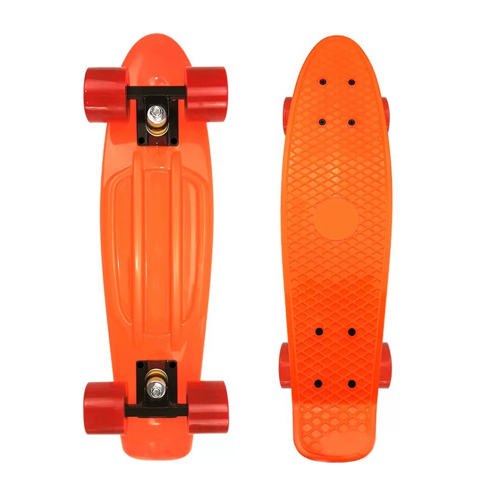 Mini patineta deportiva de 22 pulgadas para niños, monopatín de Color macarrón, Cruiser Multicolor: Orange(Red wheel)