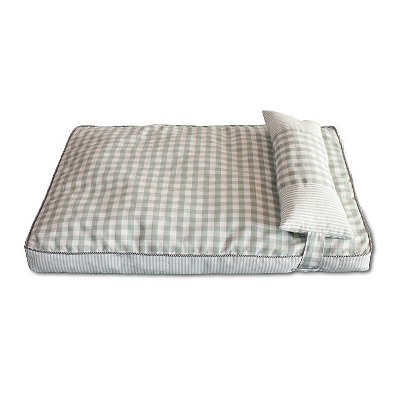 Hundeseng til små / mellemstore / store hunde, komfort hundesofa med pude og aftageligt vaskbart betræk, hundemadras, hundekassemåtte / -pude: Grøn / S (65 x 45 x 8cm)