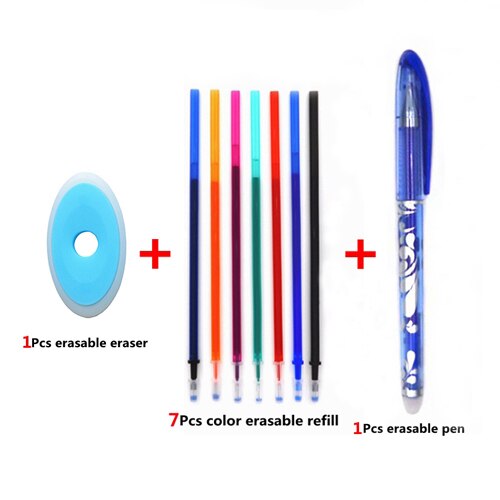 Erasable Pen Set 0.5mm Blue Black Color Ink Writing Gel Pens Washable handle for School Office Stationery Supplies: 9Pcs color-C