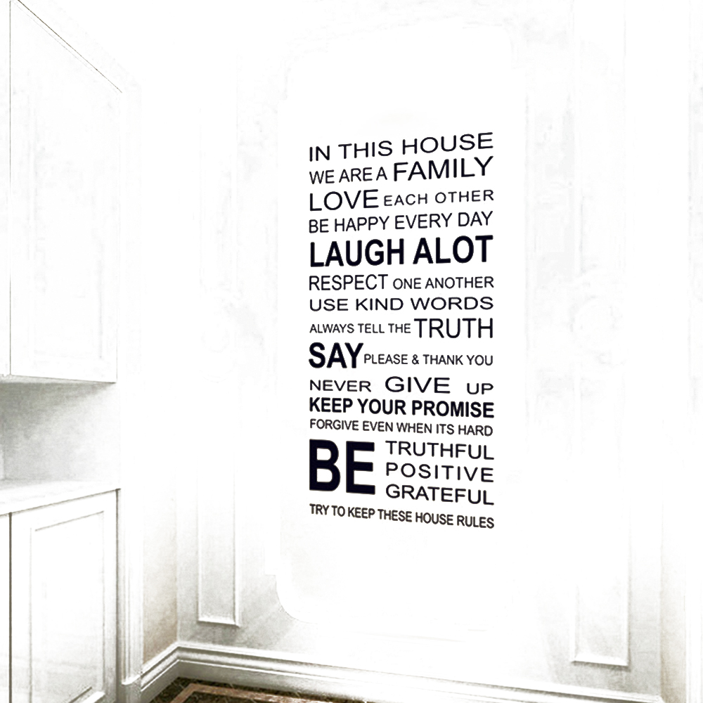 Muurstickers met inspirerende quotes, motiverende familiespreuken, muurstickers met letters, verwijderbare muurstickers voor de slaapkamer en woonkamer.