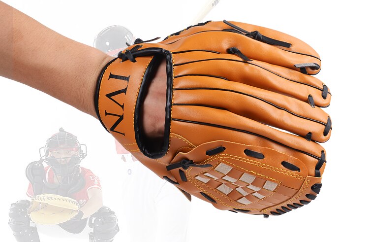 1 stk. udendørs sportsbrun baseballhandske softball træningsudstyr størrelse 10.5/11.5/12.5 venstre hånd til voksen