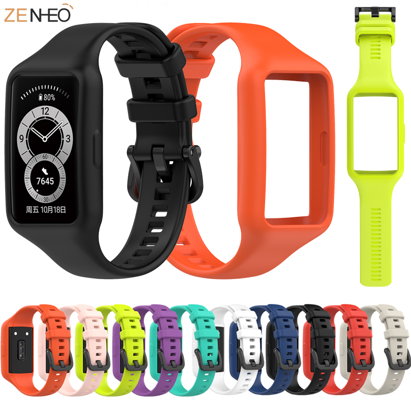 Dla Huawei Band 6 pasek zintegrowany futerał z paskiem silikonowym pasek dla Huawei band 6 bransoletka nadgarstek dla Honor band 6 Correa
