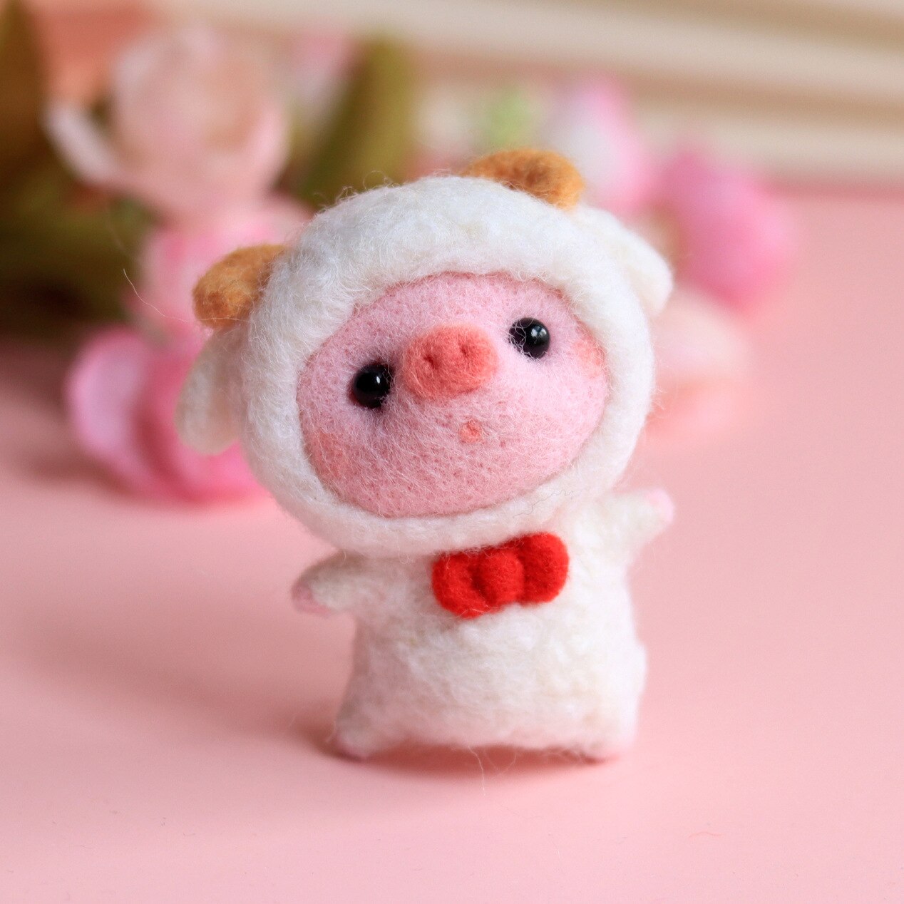 Jiwuo Wool Felt Animal Pig Neddle Felting Kit Material Package Felting Wool Handmade Wool Felt Doll Toy Craft Kits for Adults: 11