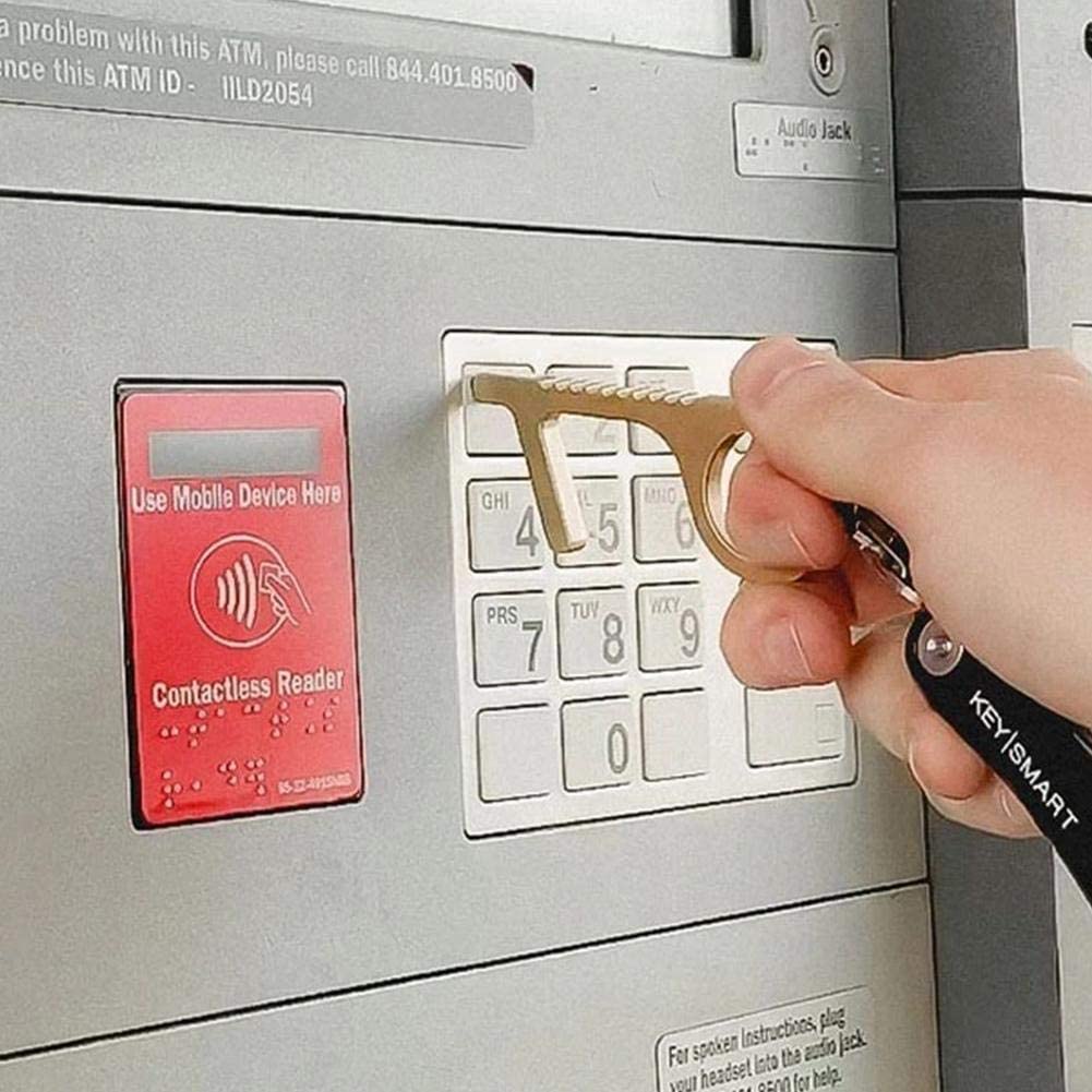 Handheld Non-Contact Door Opener Hygiene Hand Brass Door Opener,Contactless Safety Door Opener No Touch Keep Hand Clean