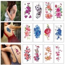 Tattoo Pack van 12 Lakens Bloem Tijdelijke Tattoos Stickers Lotus Kersenbloesems Flash Tattoo Kleur Verzenden Willekeurig
