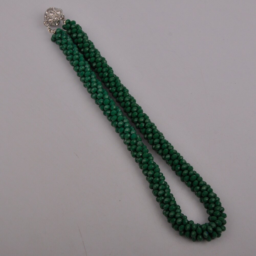 Colorful Crystal Beaded African Necklace European and American Necklace Costume Necklace Set: Opaque Green