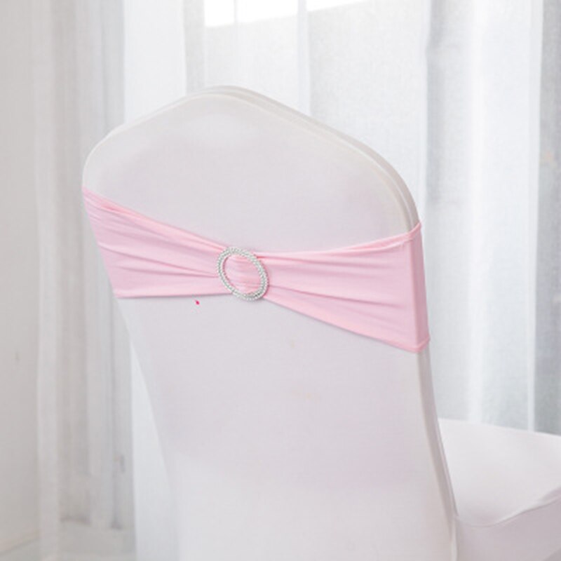 10 pièces/ensemble Spandex chaise bande noeud avec anneau rond pour mariage Banquet fête événement décoration élastique chaise ceintures Style: Rose